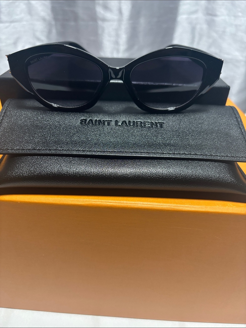 Saint Laurent Glossy Black Cat-Eye Sunglasses